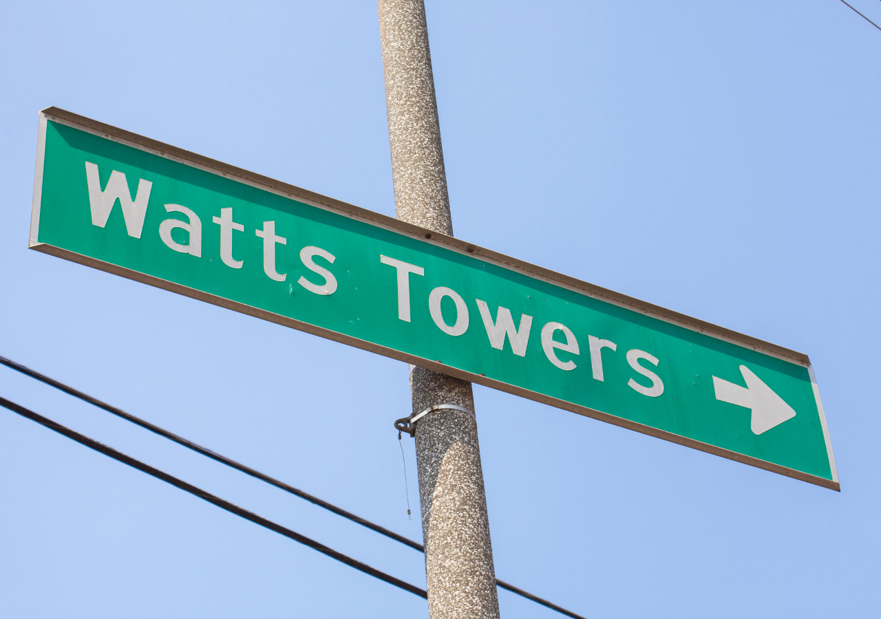 photo of watts towers traffic sign